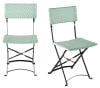 Chaises de jardin professionnelles en résine tressée verte et blanche (x2)